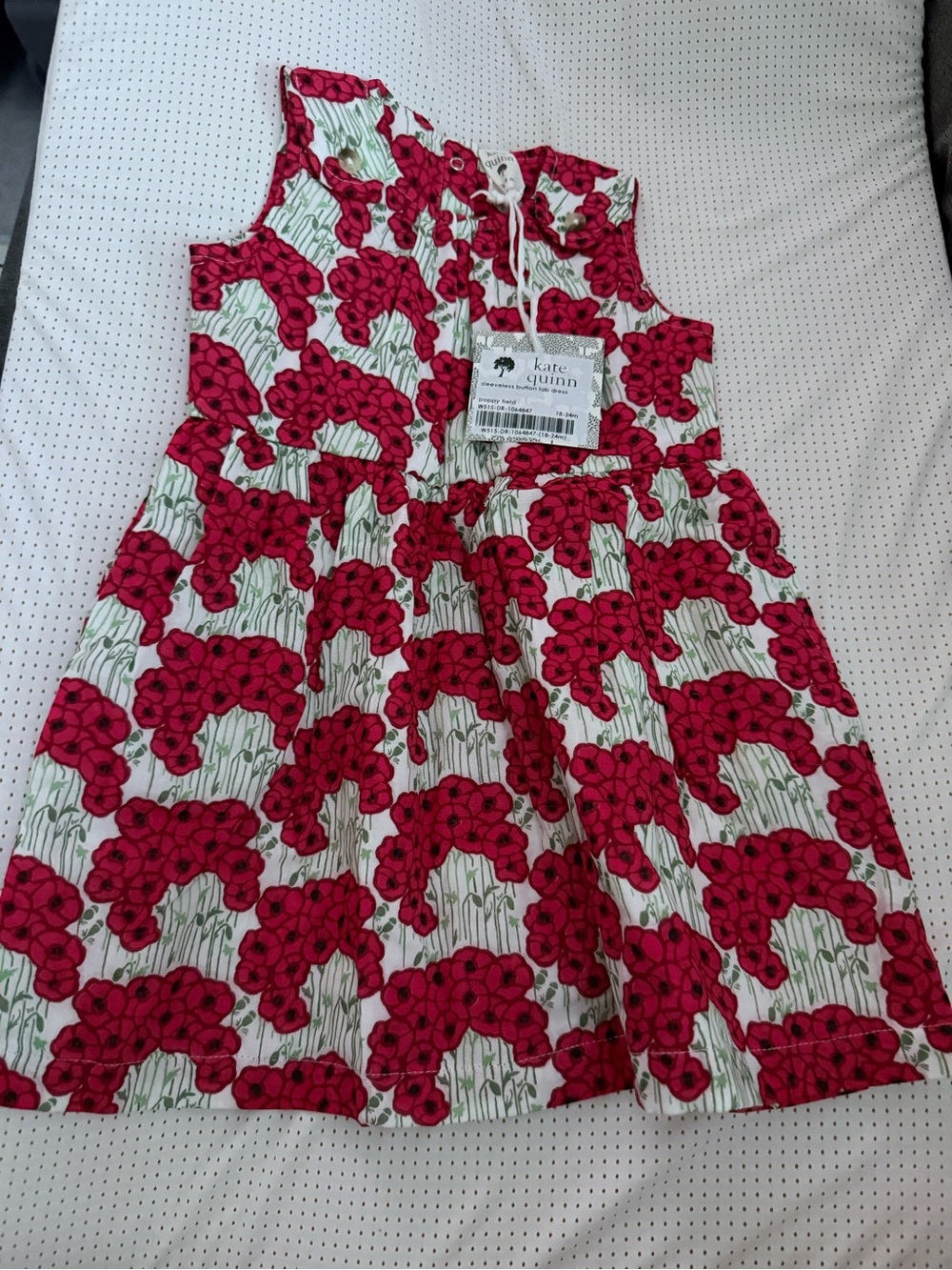 NWT Kate Quinn sleeveless Button Tab Dress in the Poppy Field print